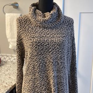Textured cream and black loose neck sweater